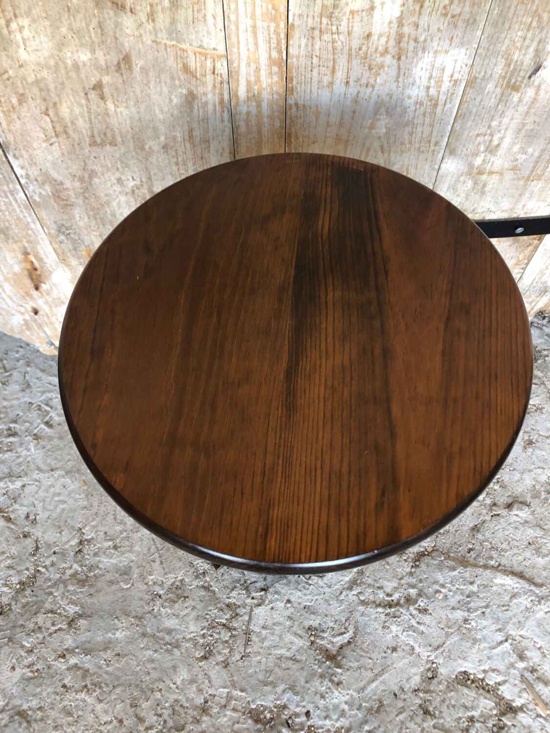 Fifth wheel side table vintage round wood