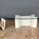 White lacquered metal magazine rack from the 1970s