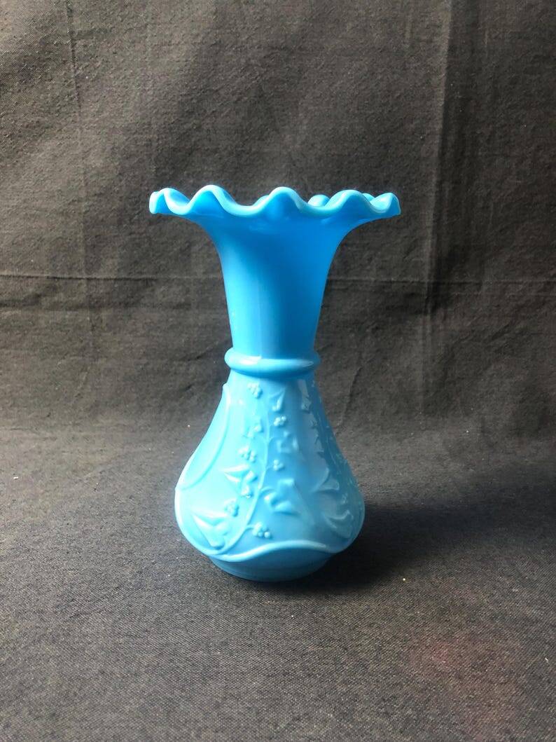 Antique French Opaline Glass Vases: Art Nouveau Floral Pair