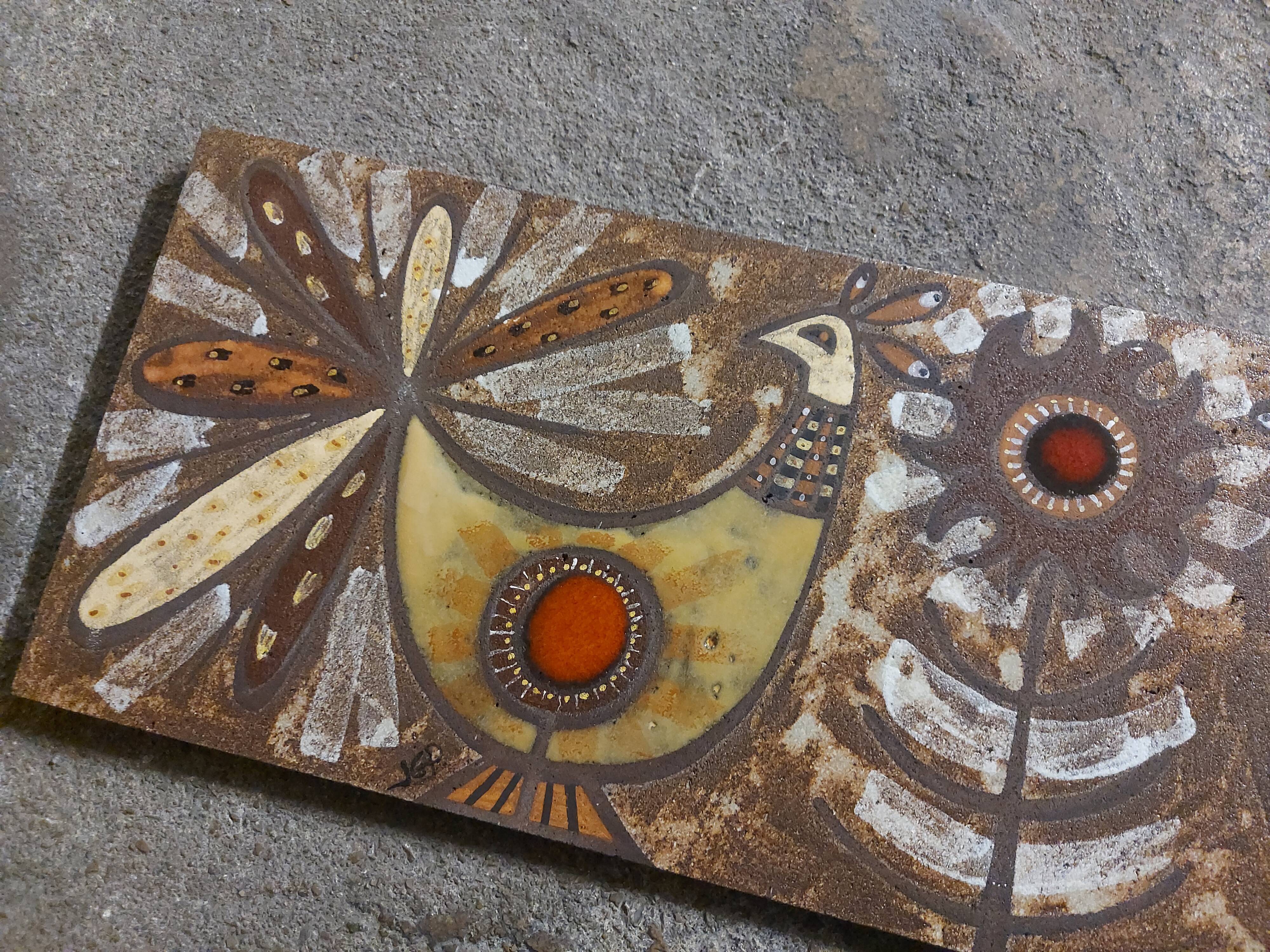 Plate, enamelled lava panel J.G Picard, Vallauris