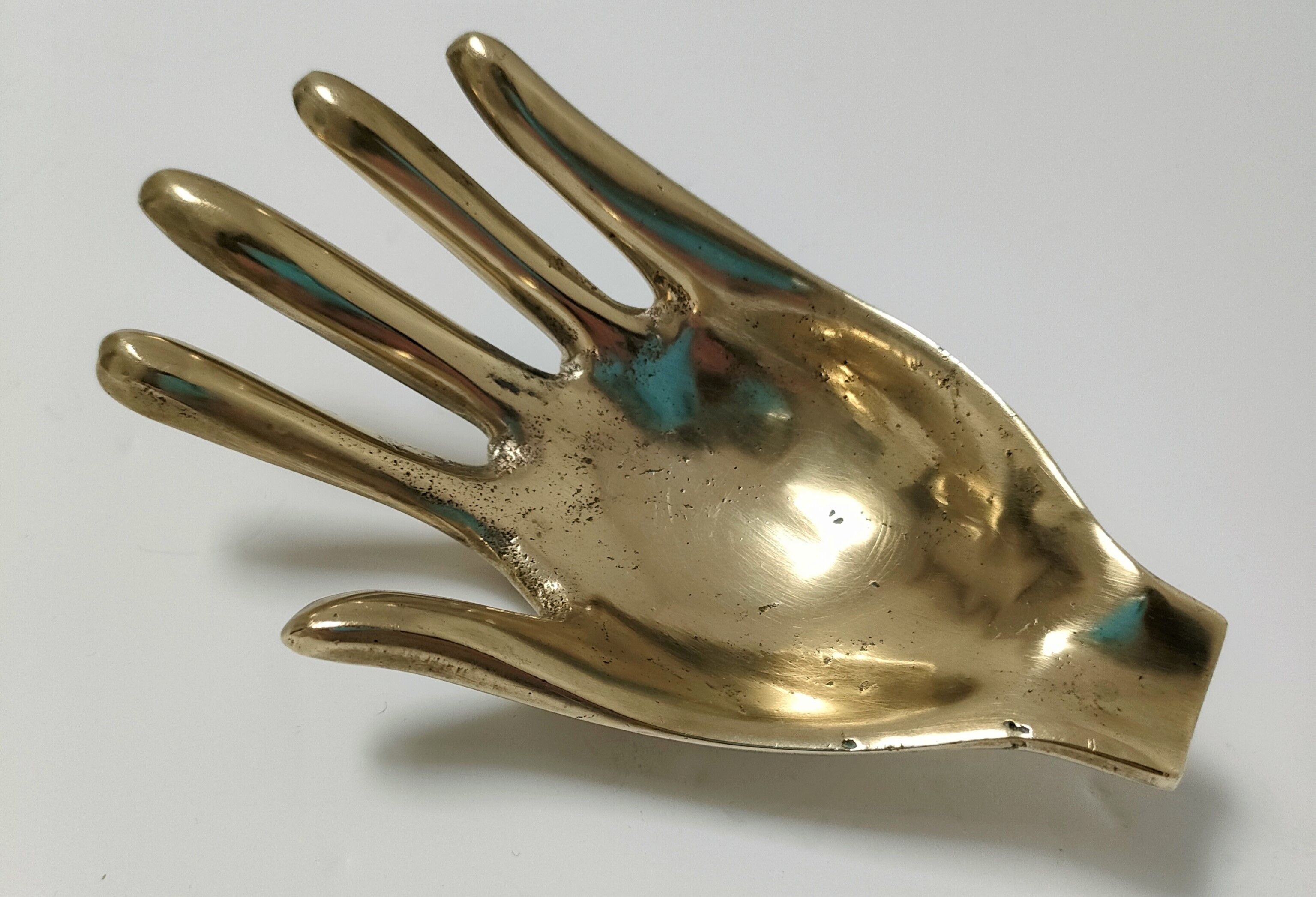 Hand bronze gilded ashtray design 70s