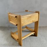 Constructivist style bedside table in elm, 1970s