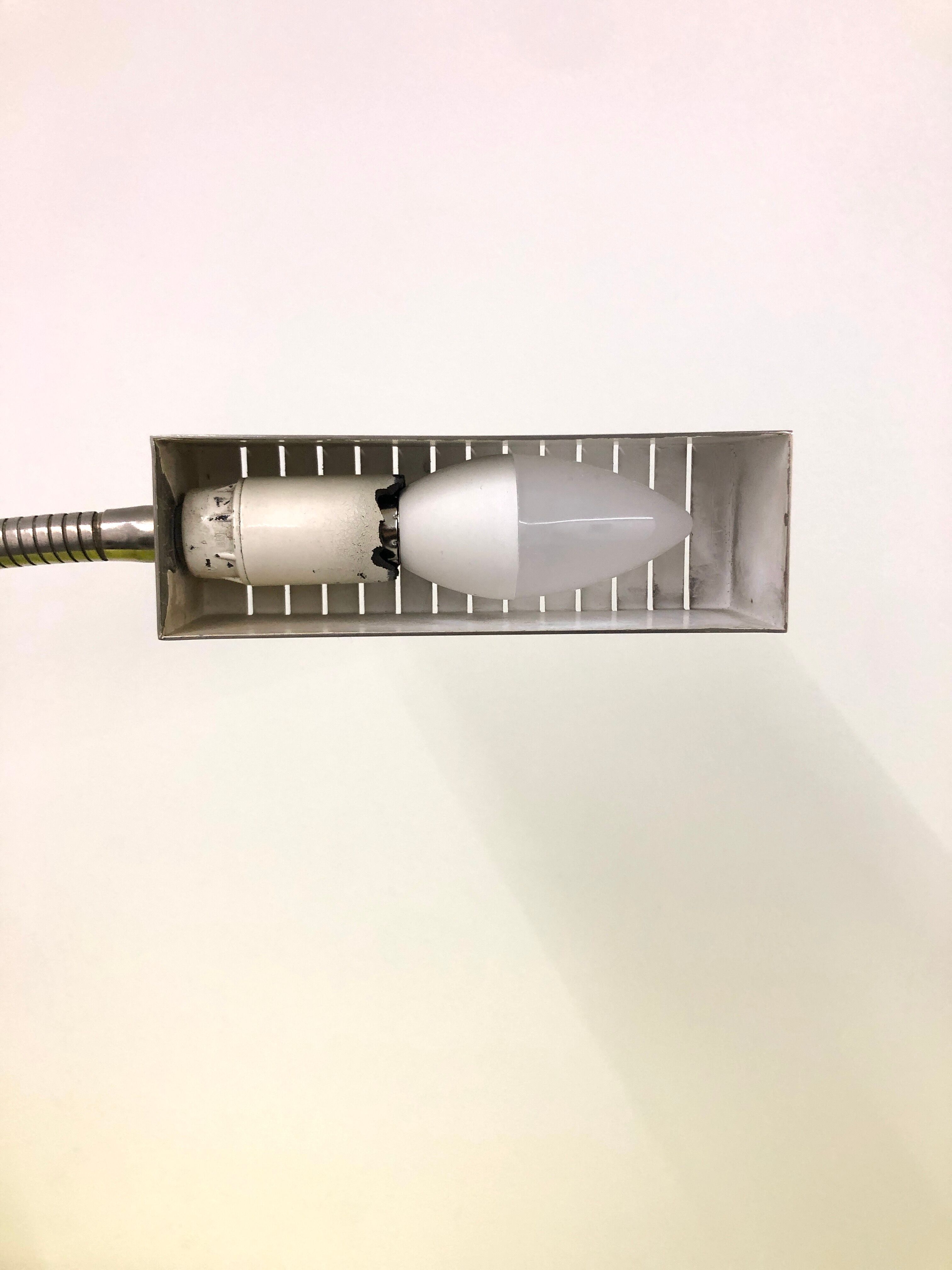 Chrome metal lamp with flexible rod by Michel Boyer for Verre Lumière, 1968