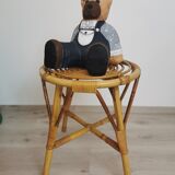 Vintage rattan side table/stool