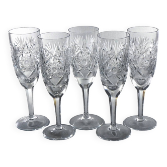 6 Bohemian crystal flutes