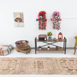 3x12 brown & beige vintage runner rug 100x360cm