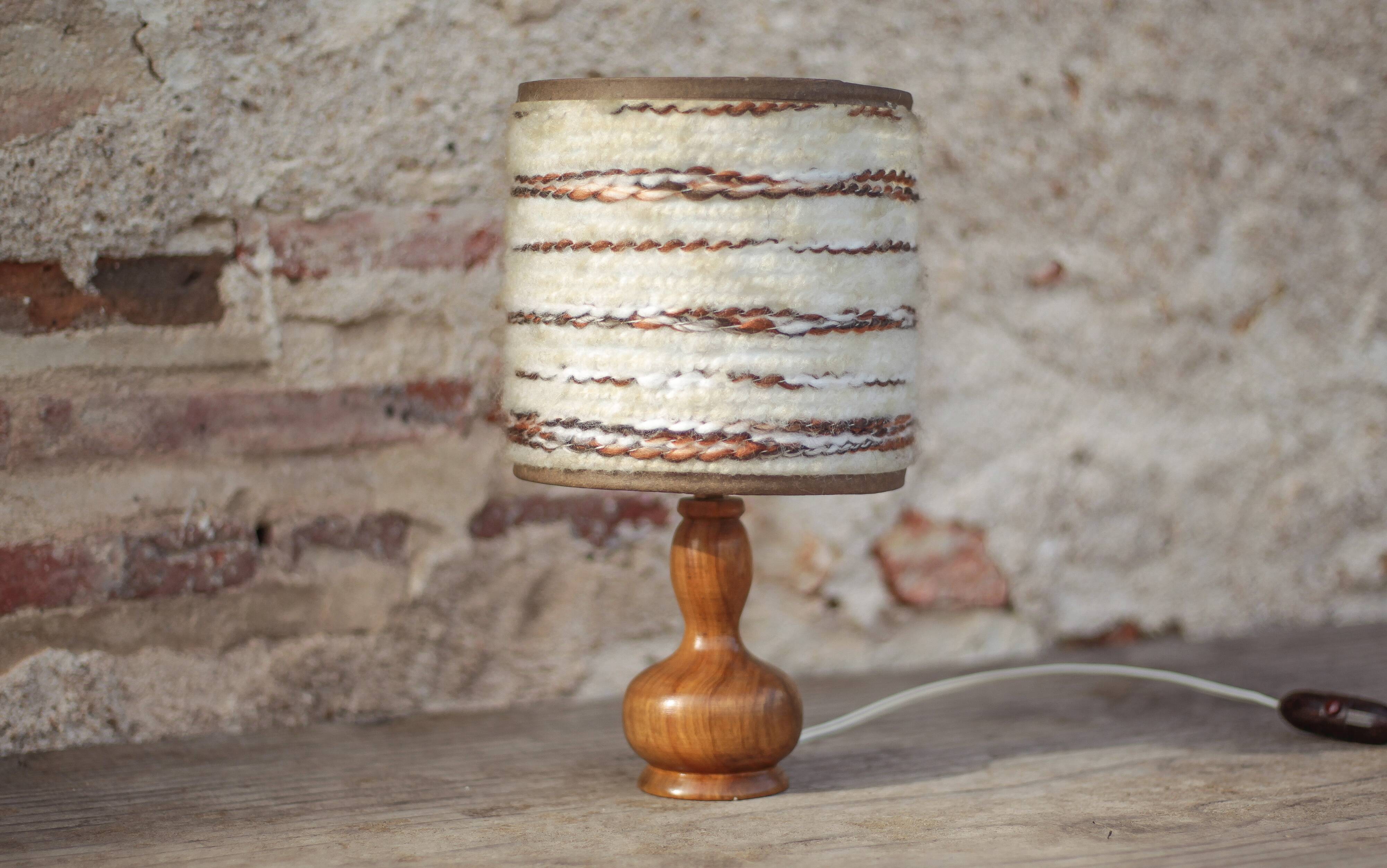 Vintage table lamp, vintage lamp, wooden base lamp with shade.