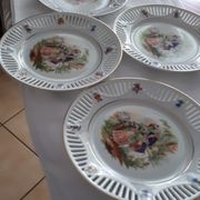 6 assiettes à dessert "scènes galantes"