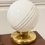 Hollywood Regency brass opaline globe lamp