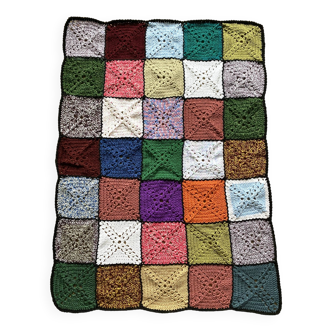 Crochet plaid, vintage blanket 90X120