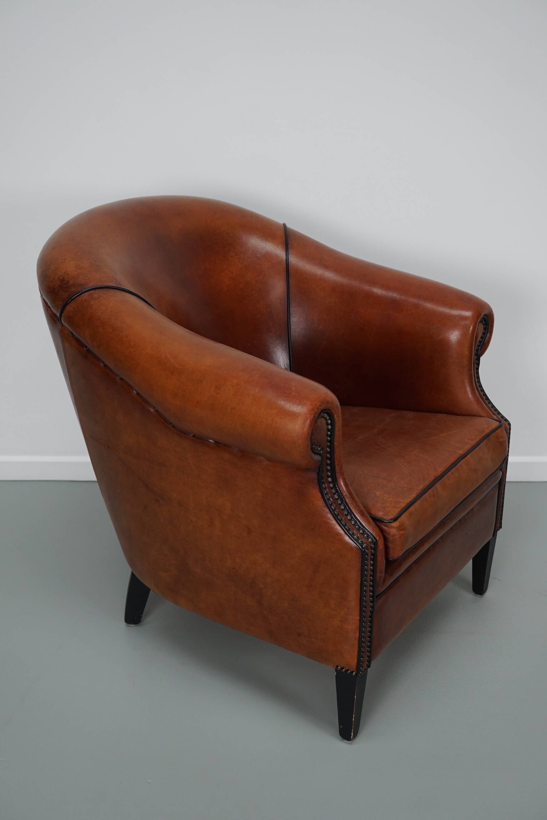 Vintage Dutch Cognac Colored Leather Club Chair