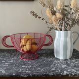 Red wired metal fruit basket