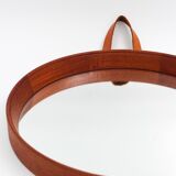 Scandinavian teak mirror with 1950s 19.5cm leather strap