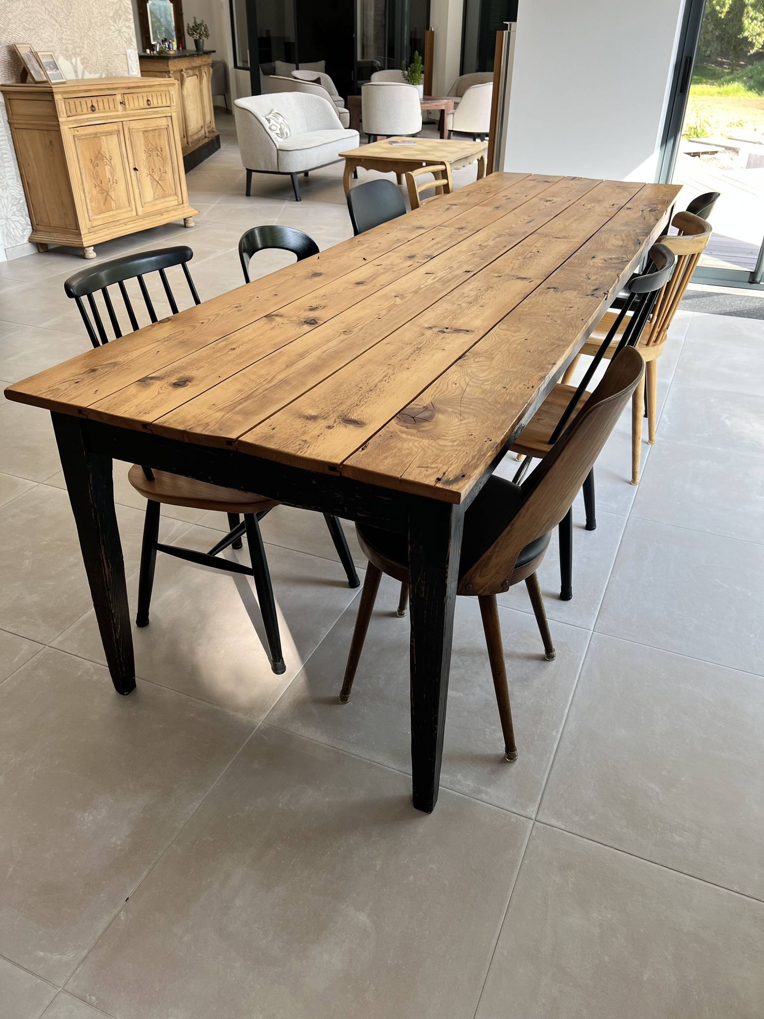 Table de ferme bois massif  10 personnes 276 cm