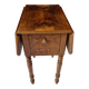 Nineteenth-century walnut work table with flaps, large storage + secret drawer.