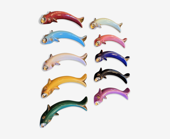 Porte couteaux poissons en porcelaine