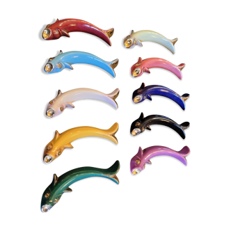 Porte couteaux poissons en porcelaine