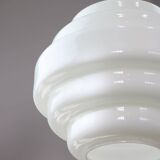 Mid-Century Italian Brass and Opaline Glass Pendant Lamp