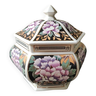 Candy jar/tea pot/Ginger. Asian style, Floral/peony motifs. Exclusive decor, Made in Italy