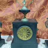 old Napoleon III marble fireplace surround with cups and pendulum