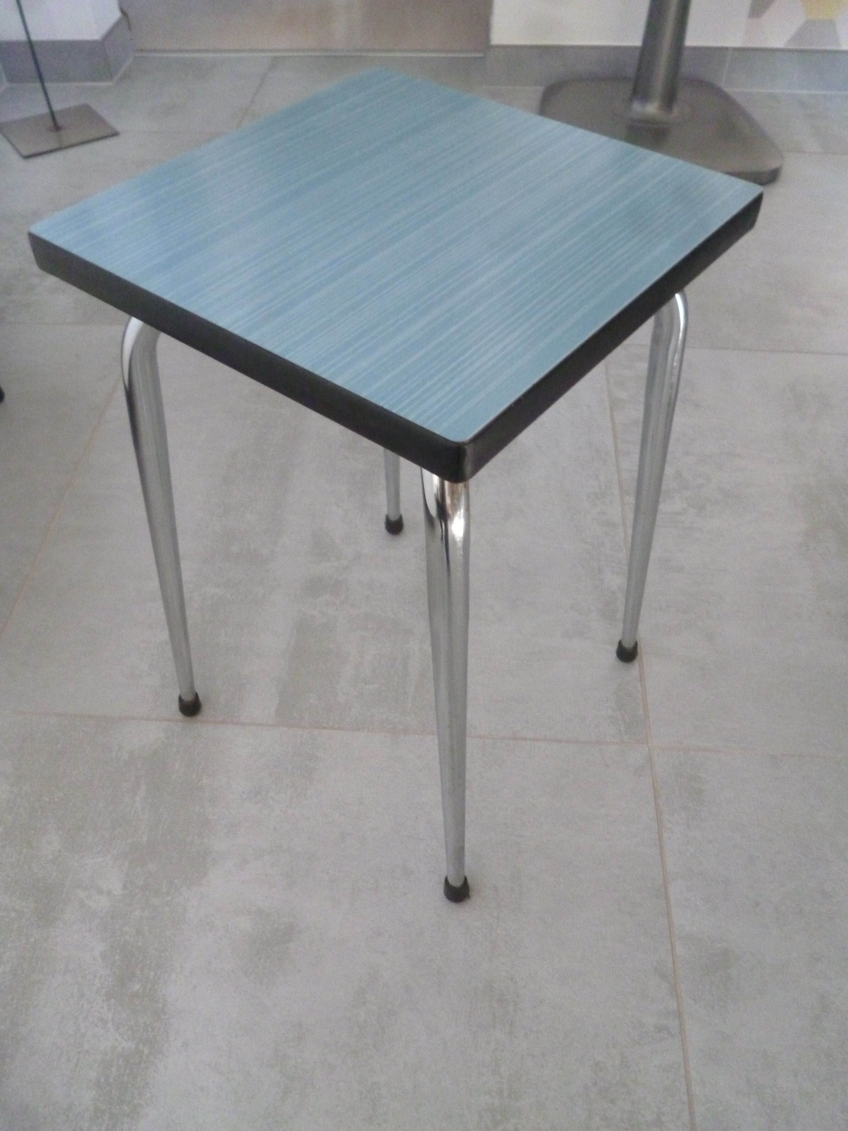 Blue Formica stool