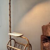 Louis Sognot floor lamp from the 50s in rattan