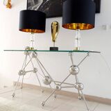 Paire de lampes XXL vintage, Verre Laiton