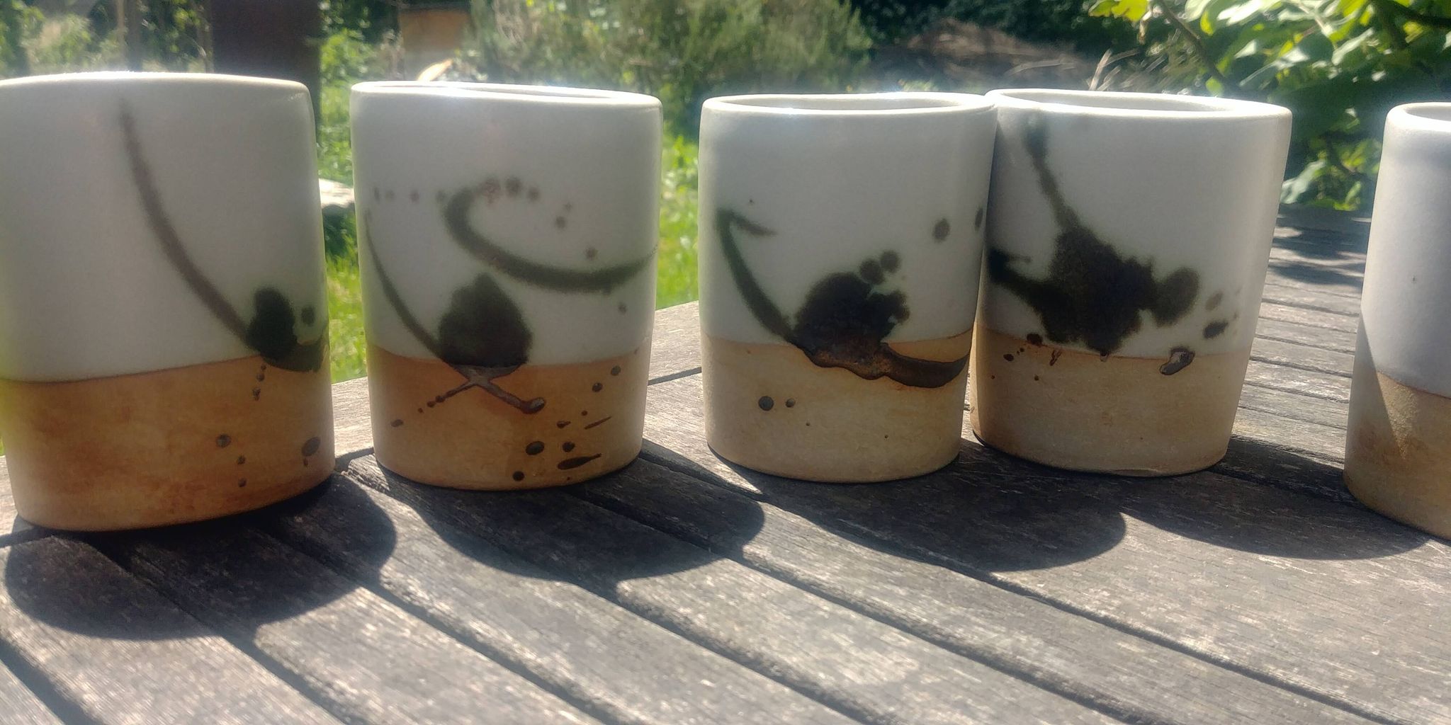 Set of 8 water glasses signed La Poterie de la Colombe created by Madeleine Br