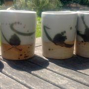 Set of 8 water glasses signed La Poterie de la Colombe created by Madeleine Br