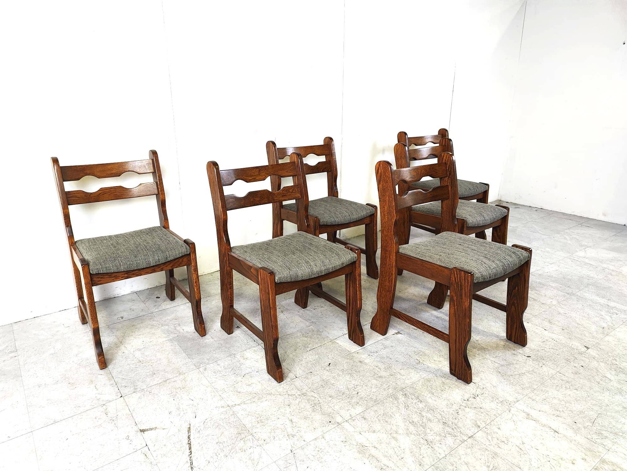 Vintage brutalist dining chairs, set of 6 - 1970s