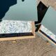 Pair of vintage bedside tables with compass feet/green