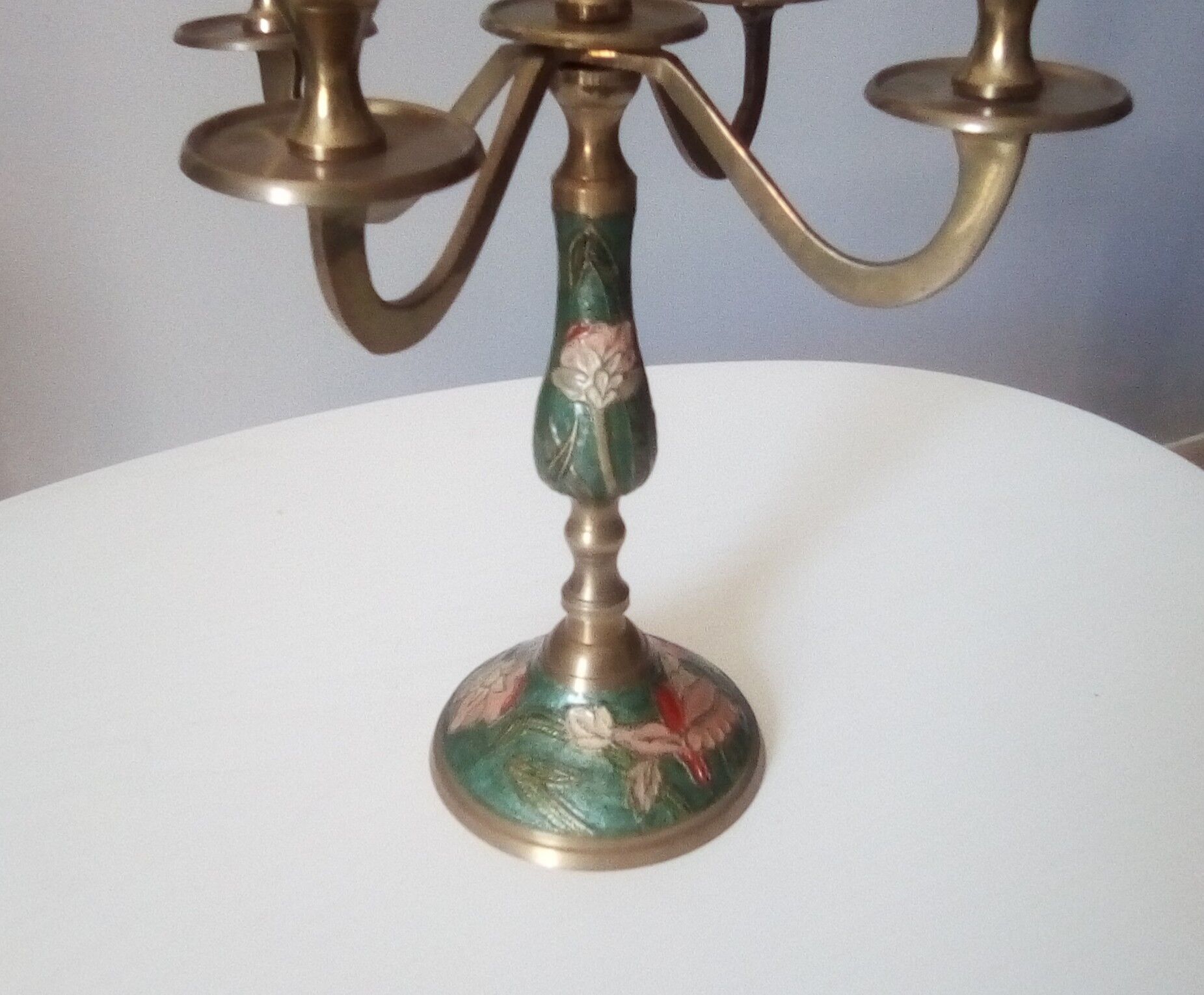 5-pointed candlestick in enamelled brass