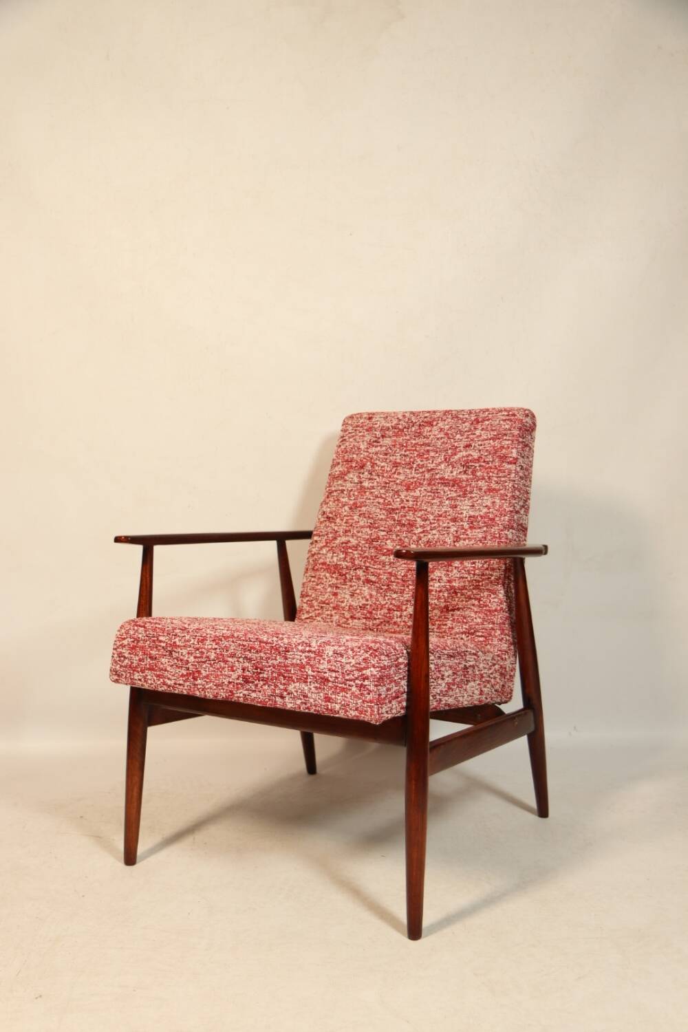 Vintage armchair and footrest red lobster Boho style fabric design by H.Lis 300-190 model