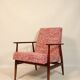 Vintage armchair and footrest red lobster Boho style fabric design by H.Lis 300-190 model