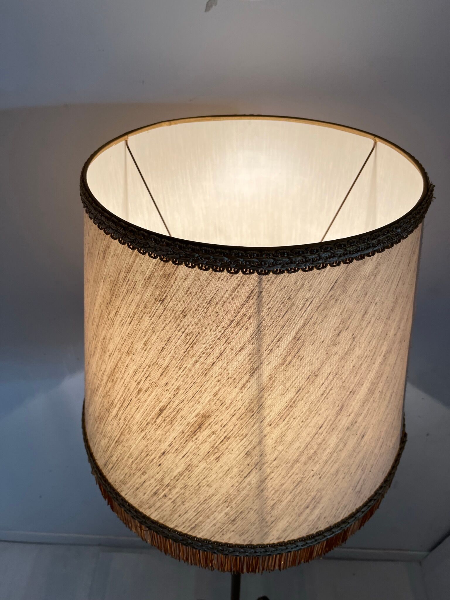 Vintage gilded brass tripod floor lamp