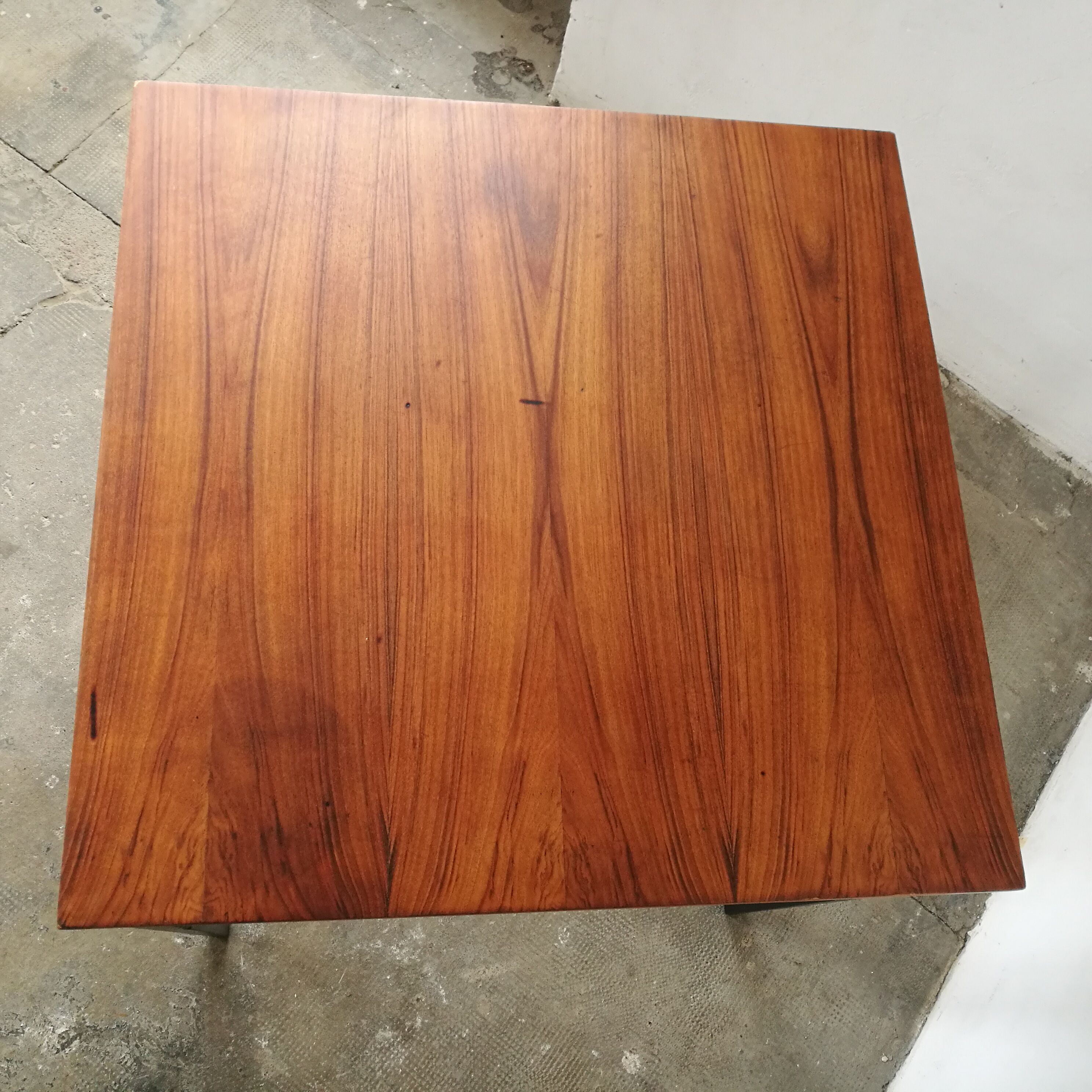 Scandinavian square table, spindle feet