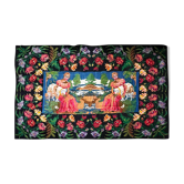 Large bohemian handwoven rug with amazing scenery and floral design, made in Romania 315x195cm