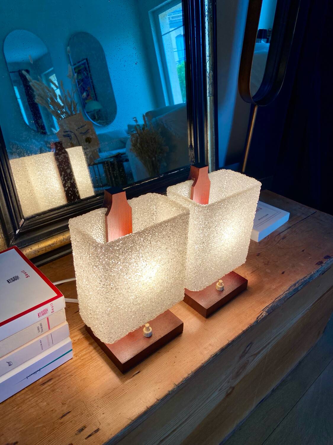 Pair of cubic bedside lamps - 1960.