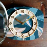 Vintage clock silent rectangular wall clock "Blue Green Pink"