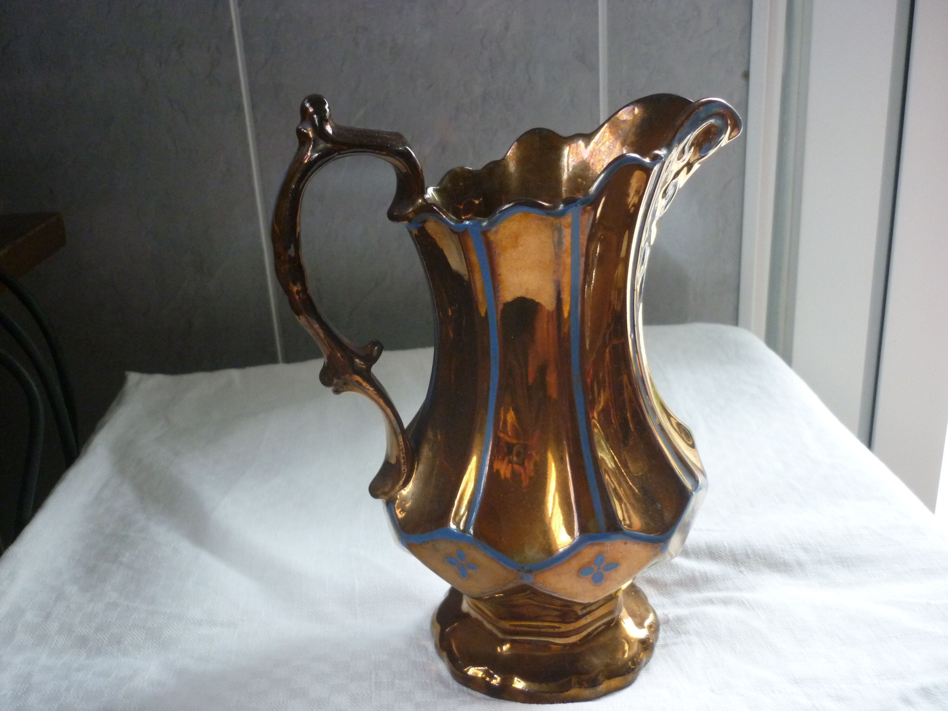 English pitcher in Jersey faience