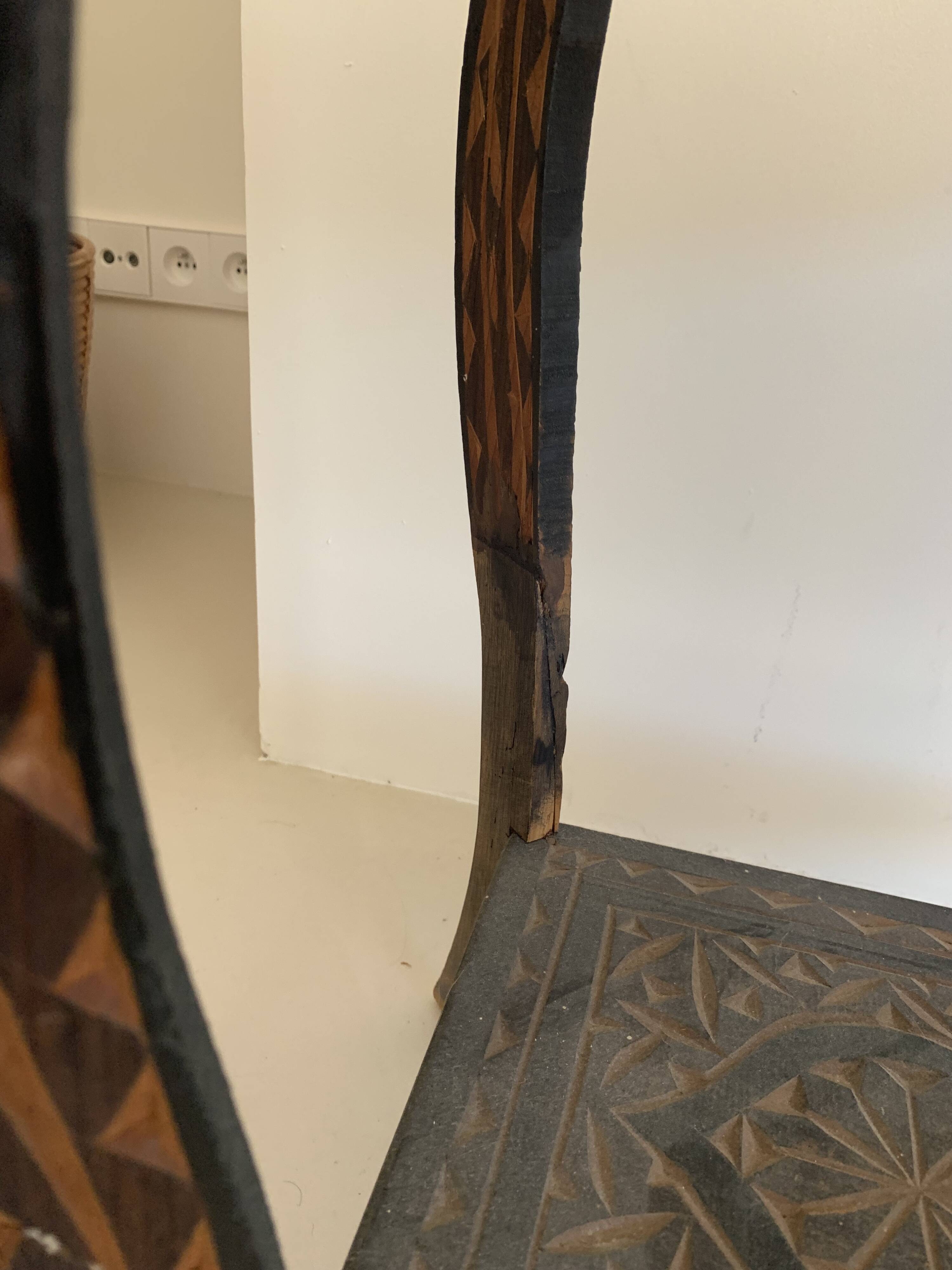 Guéridon vintage 1970 artisanat fait main miroir oriental - 60 x 30 cm