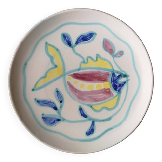 Enamelled ceramic plate with fish decoration - Gérard Hofmann - Vallauris - 1950s