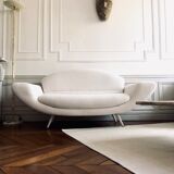Vintage sofa bench 2 places in curly wool
