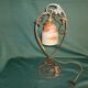 Art Deco lamp in glass paste and wrought iron leaves