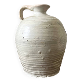 Vase amphore wabi sabi blanc cassé et glacé, France vers 1970
