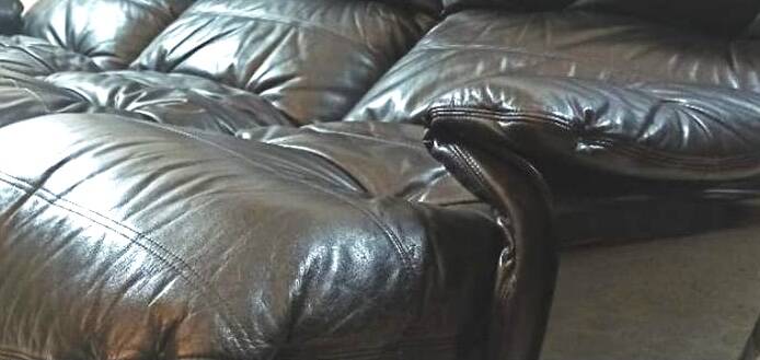 Vintage Scandinavian leather sofa, midcentury leather sofa