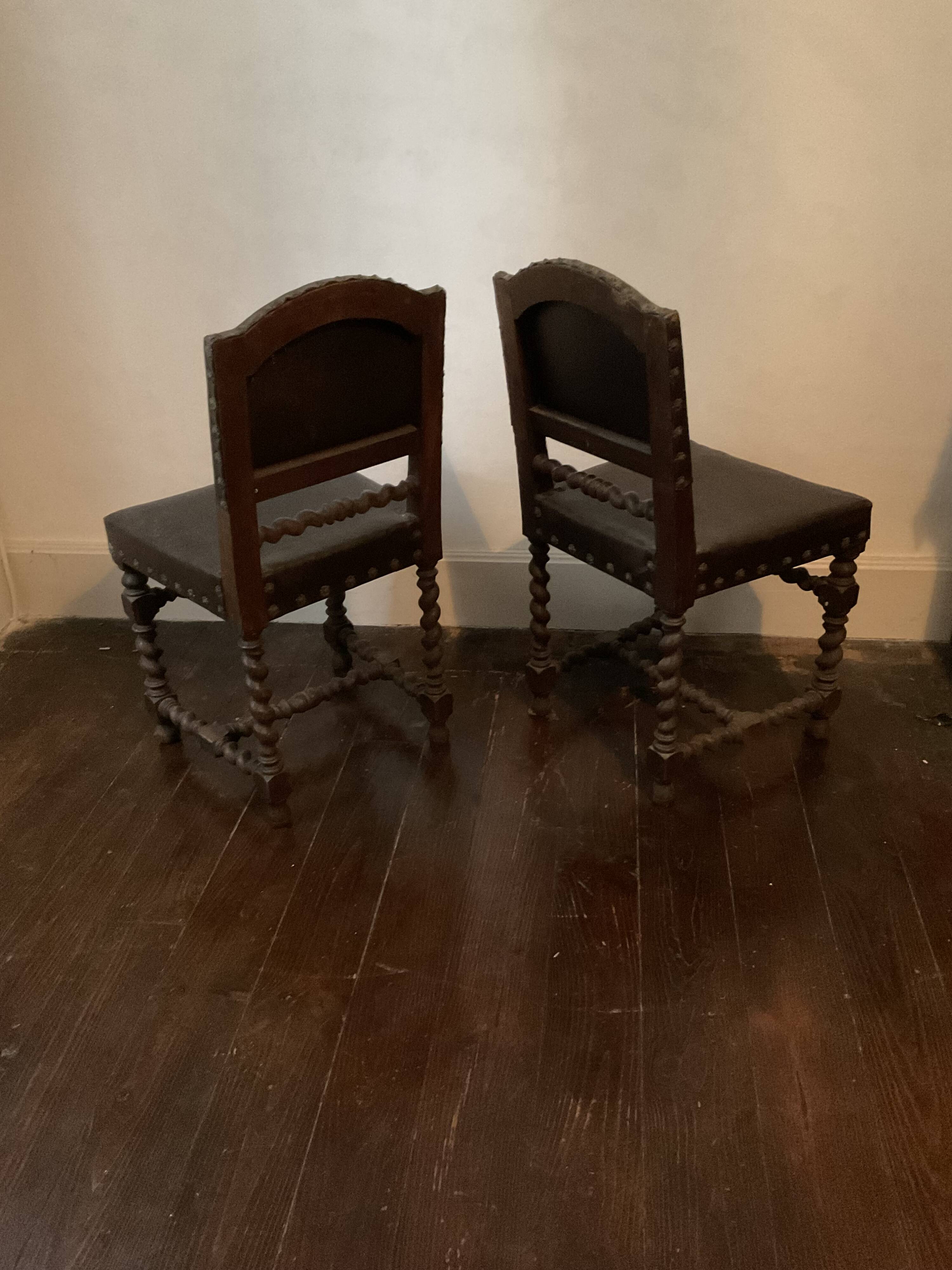 Pair of Louis XIII style oak chairs