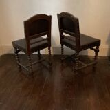 Pair of Louis XIII style oak chairs