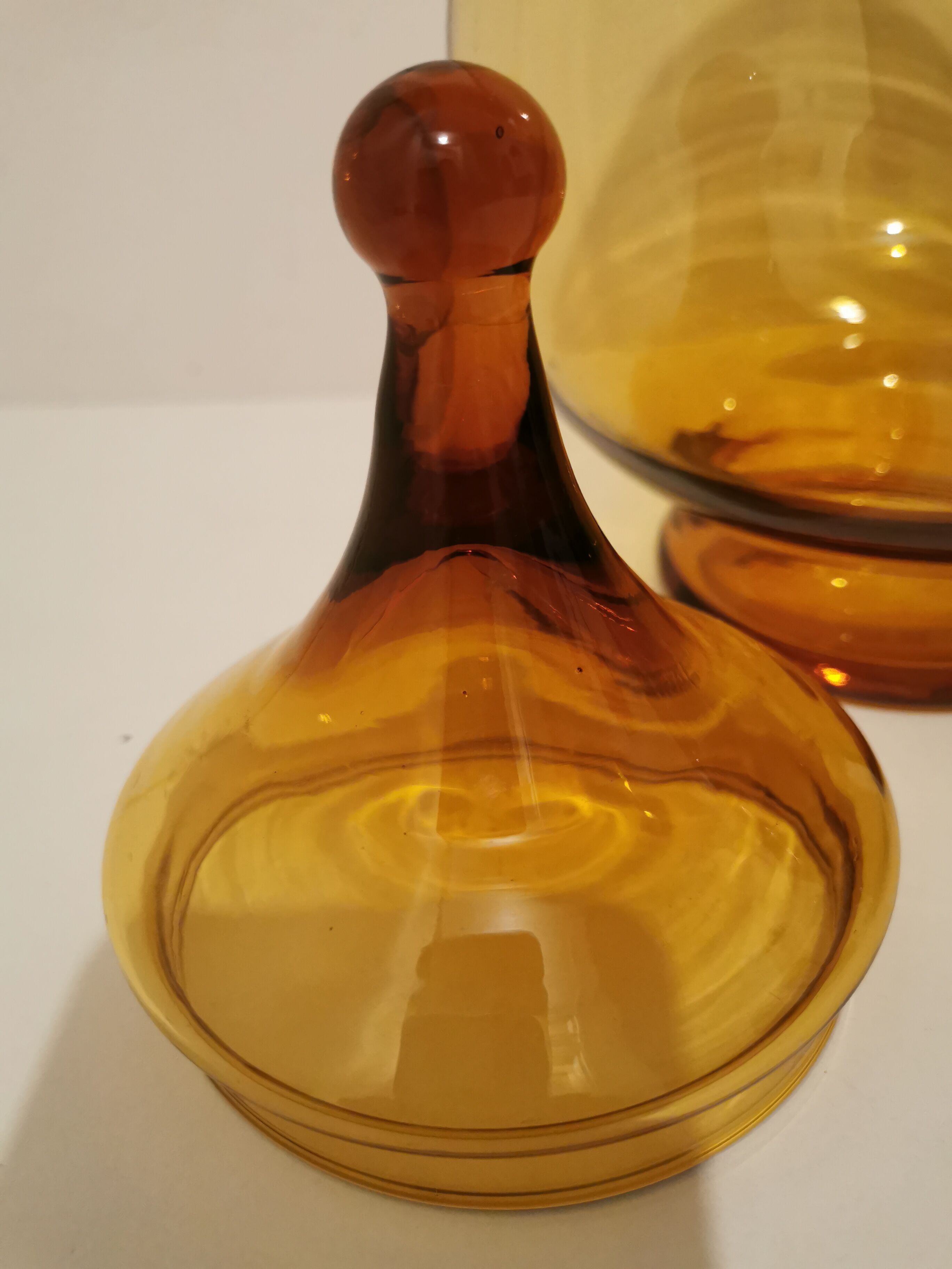 Apothecary pot, vintage XXL candy in 70s amber glass