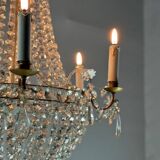 Lustre sac de perle en cristaux taillés vers 1900